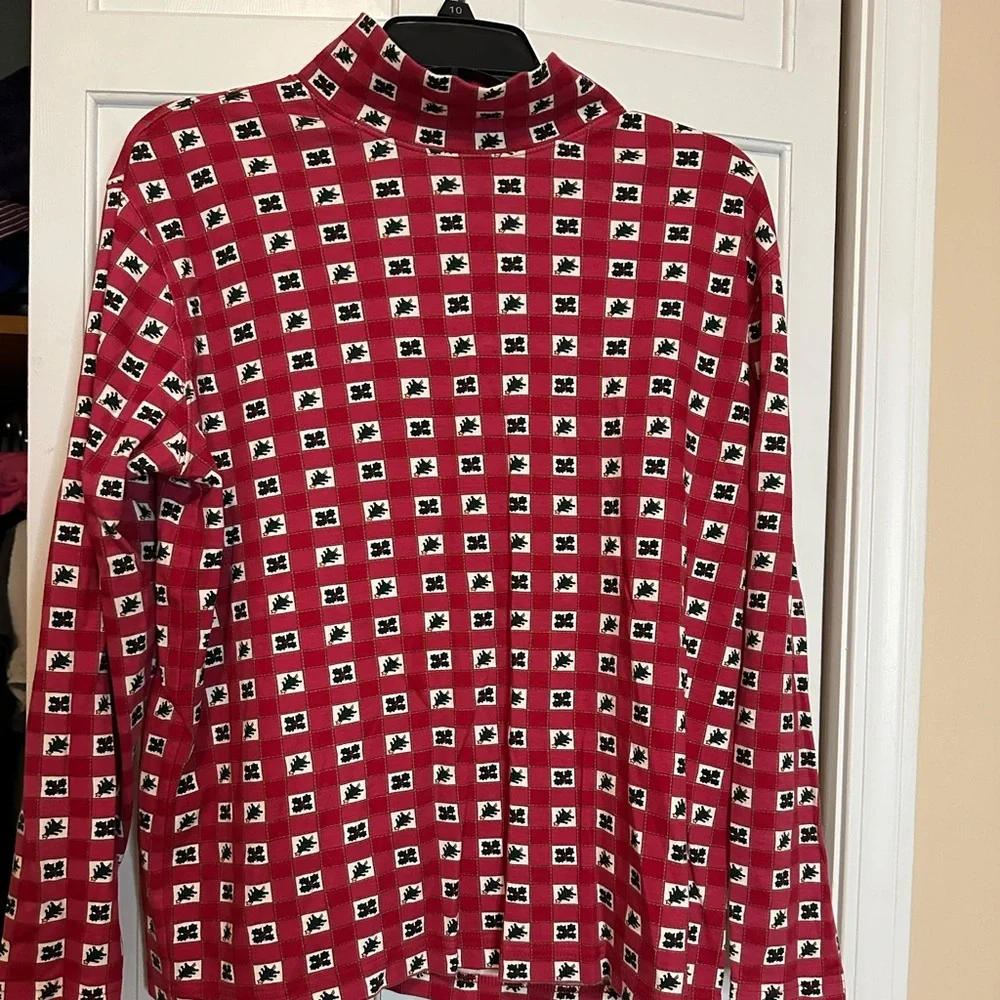 Vintage Large St John's Bay Holly print Christmas Holiday turtle neck - Picture 1 of 5